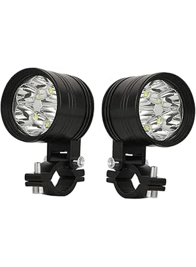 Pretzoom 2pcs Motorcycle LED Fog Lights High Brightness Auxiliary Lamp for Motorbike Off Road Vehicles Durable Design Visual Effect Energy Efficient Black - Image 1