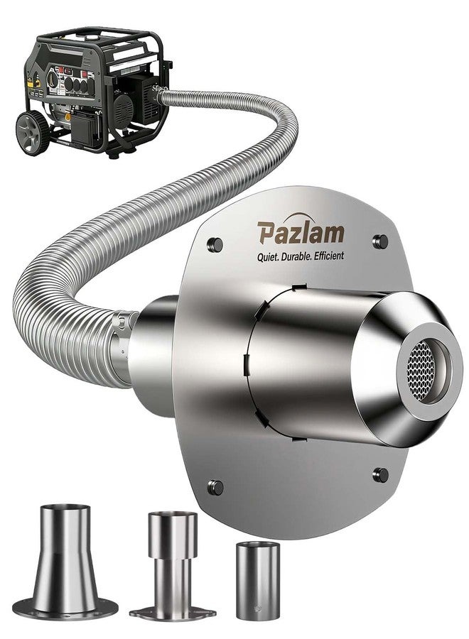 PAZLAM Generator Exhaust Extension Silencer Kit - Universal Fit for Firman, Honda, Champion & More - Heavy-Duty Stainless Steel Muffler with Flexible Pipe - Noise Reduction & Fume Venting（Silver） - Image 1