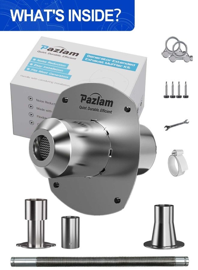 PAZLAM Generator Exhaust Extension Silencer Kit - Universal Fit for Firman, Honda, Champion & More - Heavy-Duty Stainless Steel Muffler with Flexible Pipe - Noise Reduction & Fume Venting（Silver） - Image 2