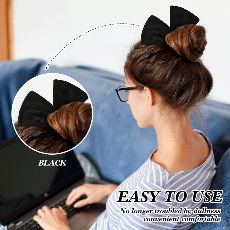 Syhood 4 Pieces Deft Hair Bun Maker Doughnut Hair Bun French Hairstyle(Black, Khaki, White, Gray) - Image 2