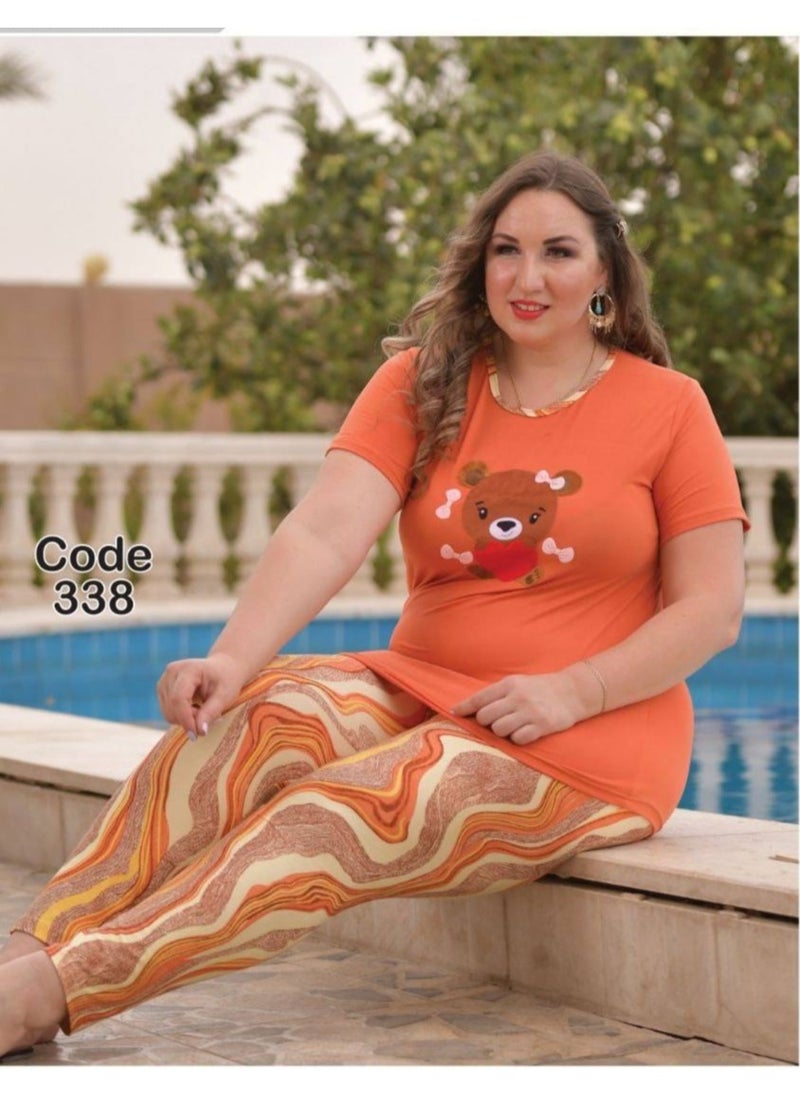 ماركة غير محددة بيجامه حريمي قطن مقاسات كبيره 