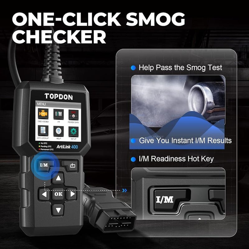 توب دون 1 أداة تشخيص OBD2، أداة تشخيص سيارات TOPDON AL400، قابلة لقراءة بيانات الوحدة الإلكترونية (I/M)، تدعم 10 وضعيات تشخيص OBD2، تساعد في فحص مصباح خراب المحرك، واختبار التلوث الهوائي، مناسبة للسيارات الأوروبية منذ عام 2000 فصاعدًا. - Image 4