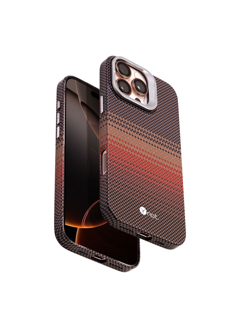 YNOT iPhone 15 Kevlar Fiber Case with MagSafe and Stand - Carbon Brown - Image 1