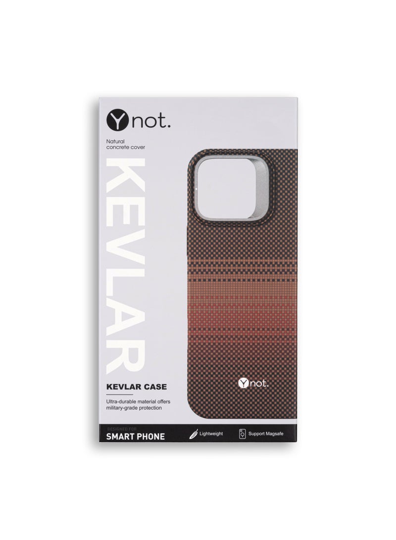 YNOT iPhone 15 Kevlar Fiber Case with MagSafe and Stand - Carbon Brown - Image 5