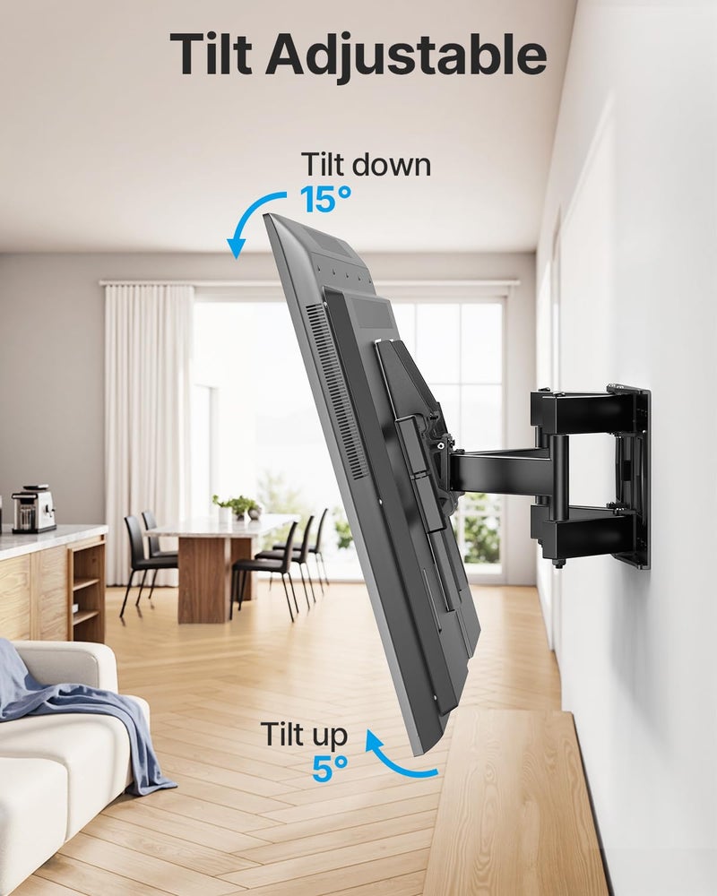 USX STAR Full Motion TV Wall Mount for 37-85 Inch TVs Mounts Up to 132lbs, Fit 16" Wood Stud, Max VESA 600x400mm, Swivel and Tilt Articulating Wall Mount TV Bracket,Fit Most 55+ 65 70 75 inch TVs - Image 3