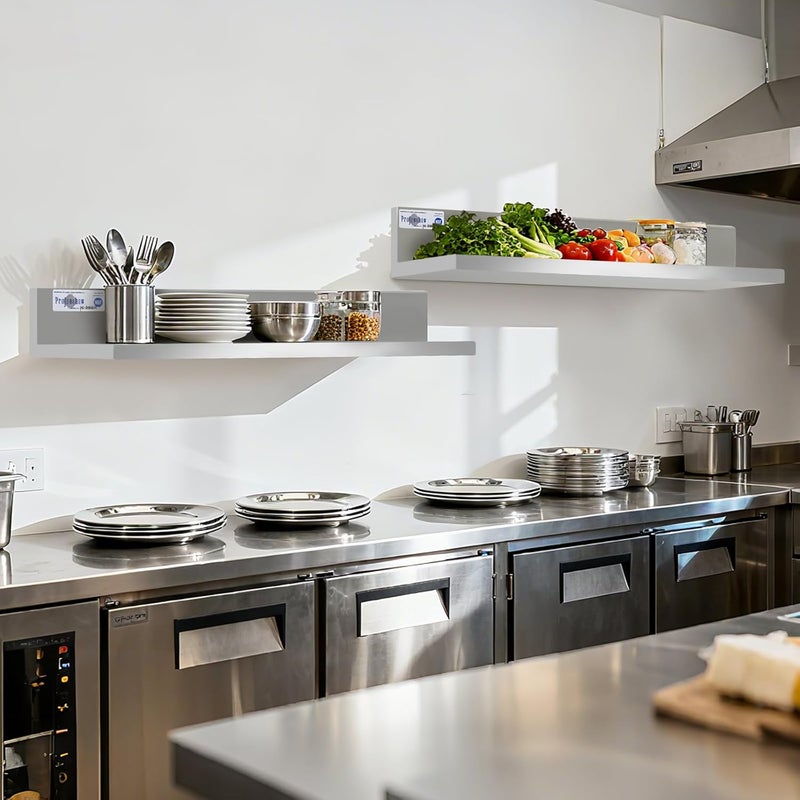 Profeeshaw Stainless Steel Shelf Wall Mounted Commercial Stainless Steel Shelves 8.6 * 24 Inch 50lb Heavy Duty Commercial Kitchen Shelf for Restaurant, Bar, Utility Room, Kitchen and Garage - Image 2