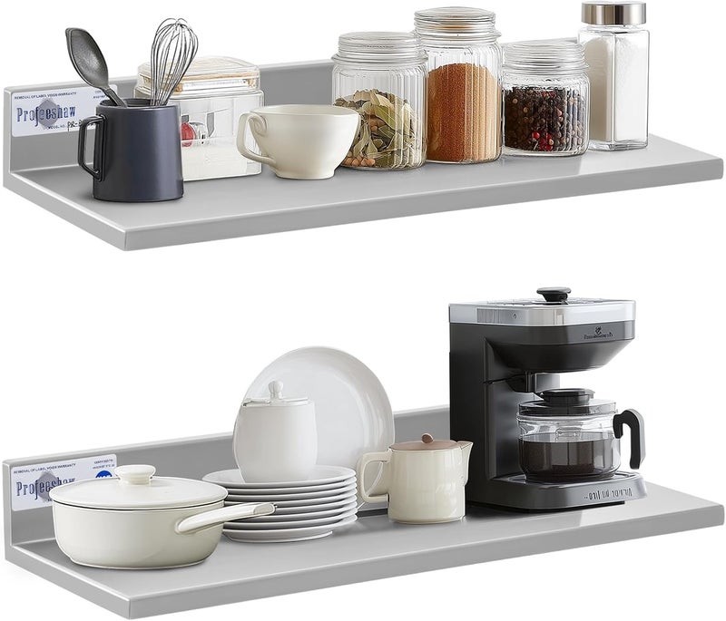 Profeeshaw Stainless Steel Shelf Wall Mounted Commercial Stainless Steel Shelves 8.6 * 24 Inch 50lb Heavy Duty Commercial Kitchen Shelf for Restaurant, Bar, Utility Room, Kitchen and Garage - Image 1
