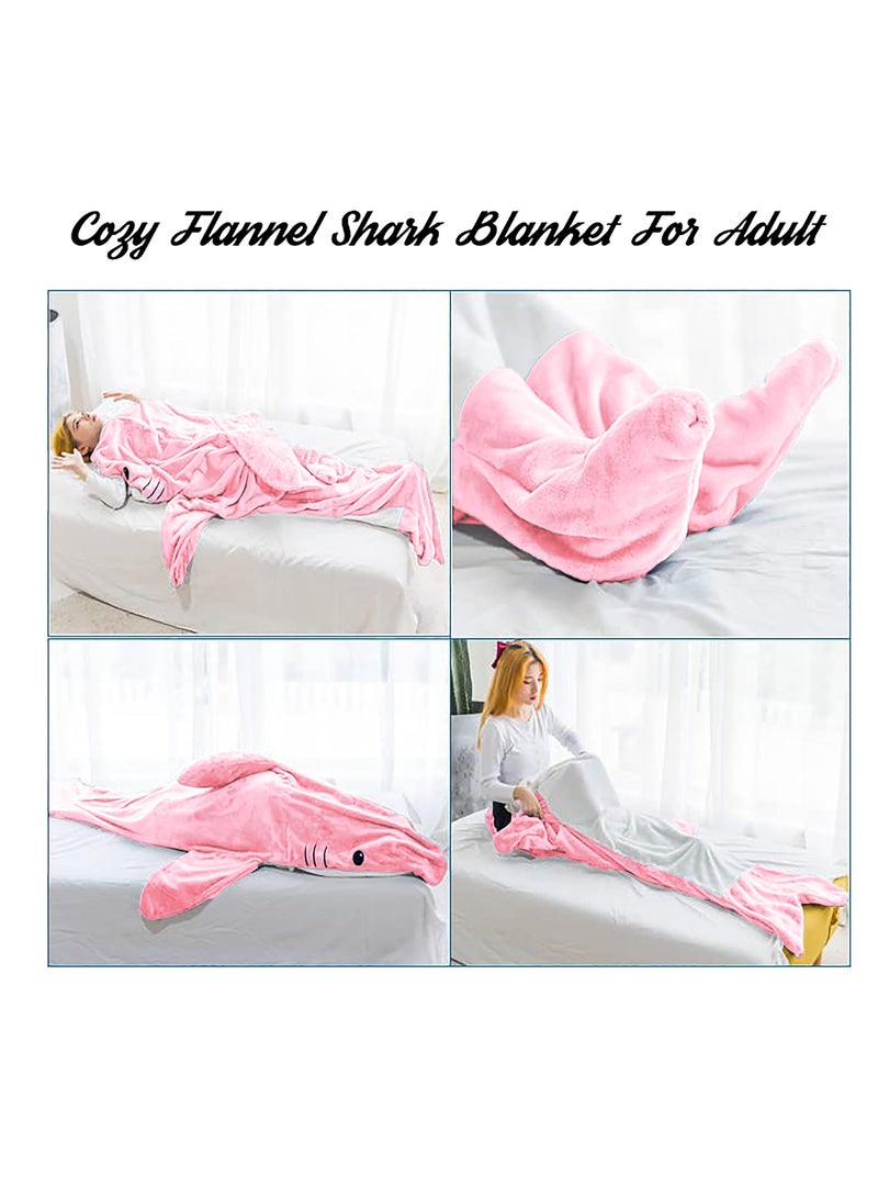 Wearable Shark Blanket Hoodie, Whale Blanket for Adult Kids, Super Soft Cozy Flannel Wearable Blanket Hoodie, for Girls Interesting Blanket Gifts, Pink, One Size  - Image 4
