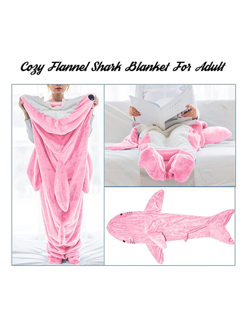 Wearable Shark Blanket Hoodie, Whale Blanket for Adult Kids, Super Soft Cozy Flannel Wearable Blanket Hoodie, for Girls Interesting Blanket Gifts, Pink, One Size  - Image 5