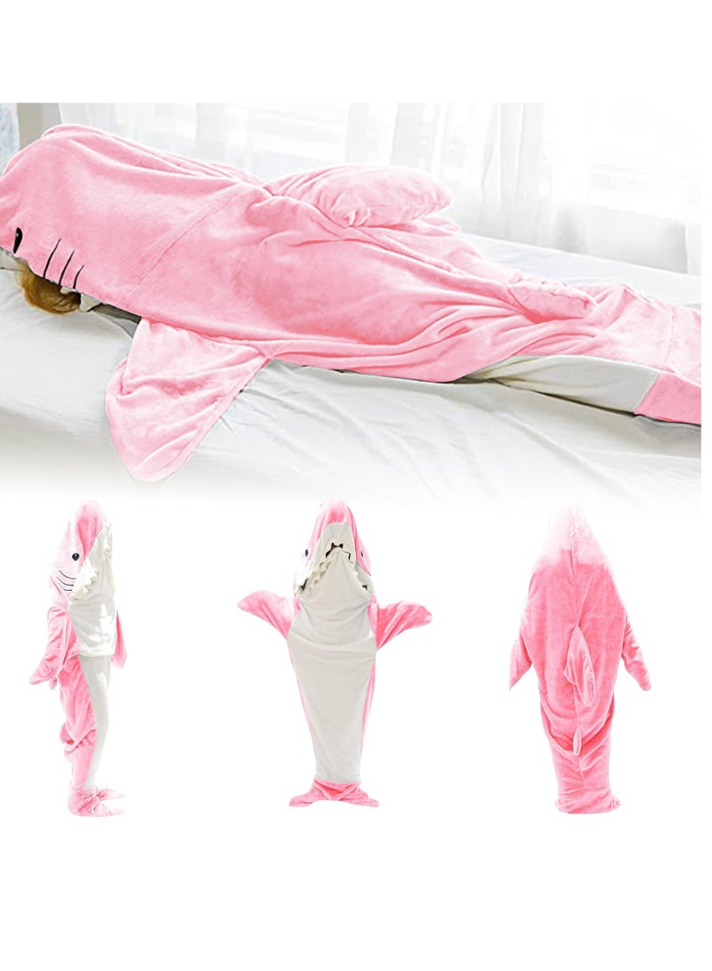 Wearable Shark Blanket Hoodie, Whale Blanket for Adult Kids, Super Soft Cozy Flannel Wearable Blanket Hoodie, for Girls Interesting Blanket Gifts, Pink, One Size  - Image 3