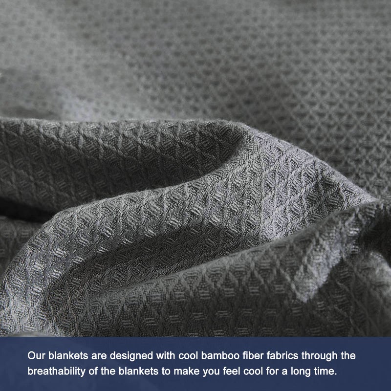 DANGTOP Cooling Blankets, 100% Rayon Derived from Bamboo, Absorbs Body Heat to Keep Cool on Warm Night, Ultra-Cool Lightweight Blanket(79x91 inches, Dark Grey) - Image 4