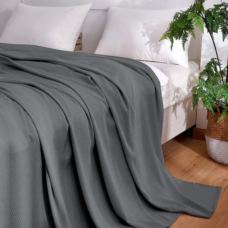 DANGTOP Cooling Blankets, 100% Rayon Derived from Bamboo, Absorbs Body Heat to Keep Cool on Warm Night, Ultra-Cool Lightweight Blanket(79x91 inches, Dark Grey) - Image 5