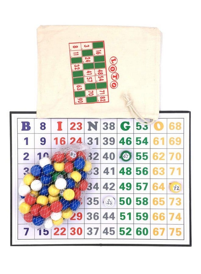 Tapp Collections Multi Color Plastic Bingo Ball Set - Balls with Flat Surface + Foldable Checkerboard + Drawstring Canvas Bag - Image 1
