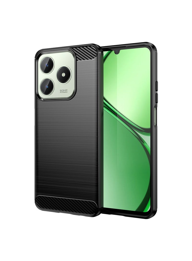 URBBKING Slim Fit Phone Cover with Shock-Absorption, Carbon Fiber TPU Rubber Protective Case For Realme C63 4G / Realme C61 / Realme Note 60 4G Black - Image 1