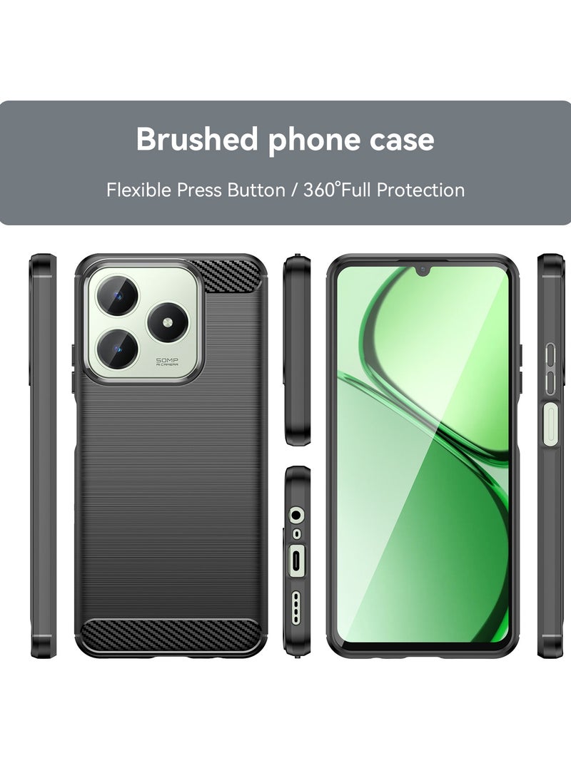 URBBKING Slim Fit Phone Cover with Shock-Absorption, Carbon Fiber TPU Rubber Protective Case For Realme C63 4G / Realme C61 / Realme Note 60 4G Black - Image 2