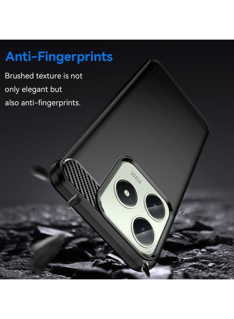 URBBKING Slim Fit Phone Cover with Shock-Absorption, Carbon Fiber TPU Rubber Protective Case For Realme C63 4G / Realme C61 / Realme Note 60 4G Black - Image 3
