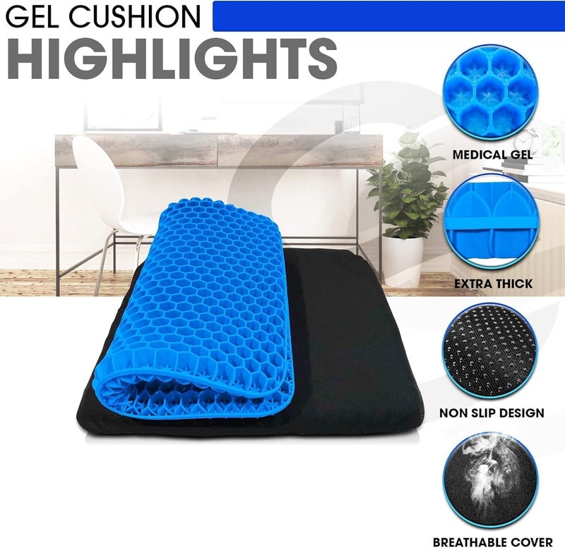 LATERN Gel Seat Cushion - Ergonomic Honeycomb Double Thick Gel Cushion for Comfort and Pain Relief - Image 2