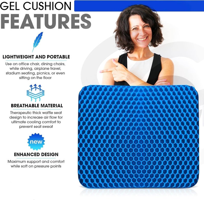LATERN Gel Seat Cushion - Ergonomic Honeycomb Double Thick Gel Cushion for Comfort and Pain Relief - Image 3