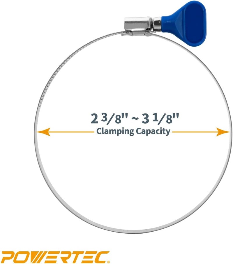 POWERTEC 70437 3" x 10' PVC Dust Collection Hose with 4-Inch to 3-Inch Reducer and 5pc 3 Inch Key Hose Clamp for Dust Collector for Woodworking and Shop Vacuum - Image 5