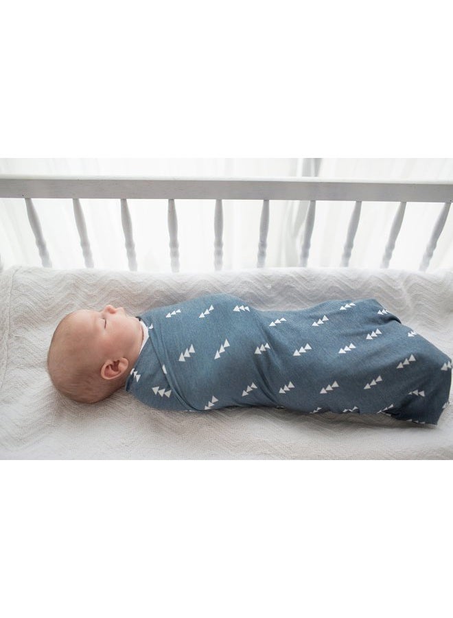 Copper Pearl Large Premium Knit Baby Swaddle Receiving Blanket Navy and White Triangles"North" - Image 5
