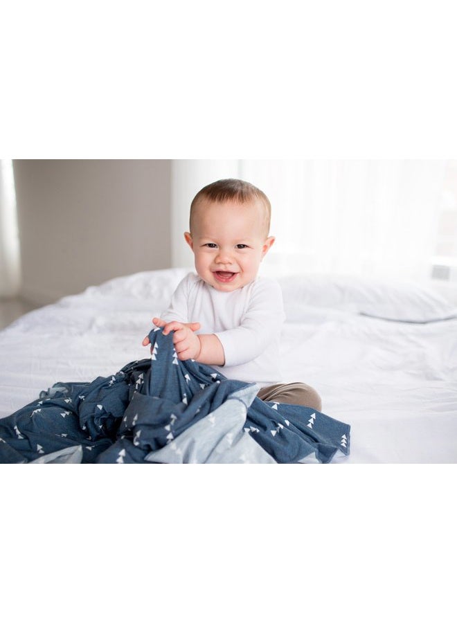Copper Pearl Large Premium Knit Baby Swaddle Receiving Blanket Navy and White Triangles"North" - Image 4