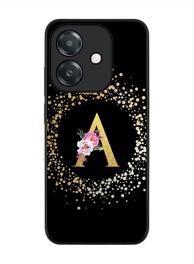 Stylizedd For Oppo A5i Case,Slim fit Camera Protection, Shockproof Thin Phone cover  - Custom Monogram Floral - A ( Black )