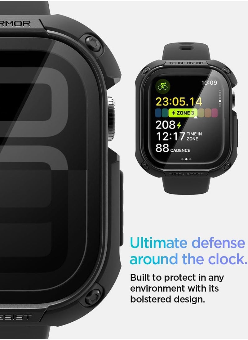 Spigen - Tough Armor Apple Watch Series 10 (46mm) Case Cover with Built-in Touch Sensitive Tempered Glass Screen Protector - Black - Image 1