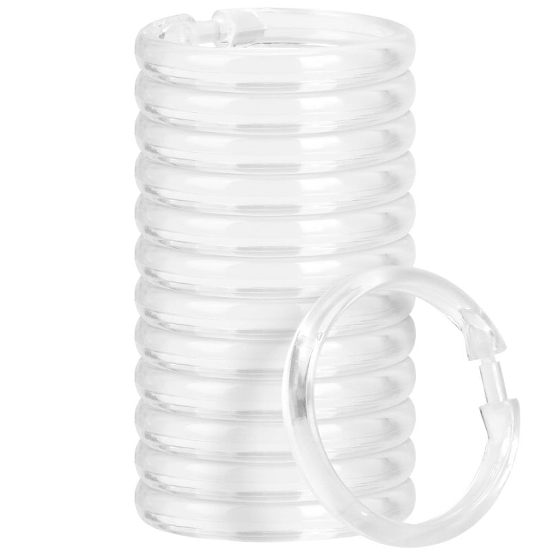 Qulable Shower Curtain Rings-12 Pack- Plastic Shower Curtain Hooks O-Shaped Rings Hook Glide Easily on Bathroom Shower Rod(Clear) - Image 1