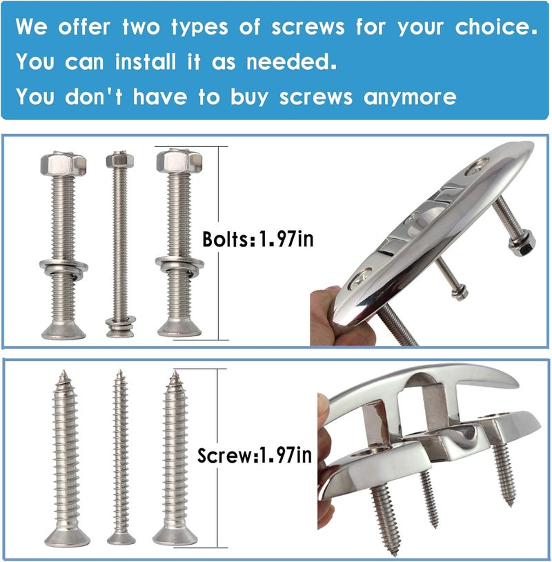 VEITHI 316 Stainless Steel Boat Folding Cleats Boat Dock Cleats 5/6/8.5 inch, Flip up Dock Cleat for Deck and Boat, Dock Cleats Folding Cleat Rope Cleat Boat Cleats with Fasteners (1,2,4,6 Pack) - Image 3