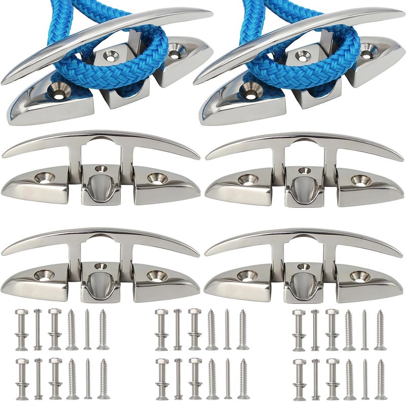 VEITHI 316 Stainless Steel Boat Folding Cleats Boat Dock Cleats 5/6/8.5 inch, Flip up Dock Cleat for Deck and Boat, Dock Cleats Folding Cleat Rope Cleat Boat Cleats with Fasteners (1,2,4,6 Pack) - Image 1