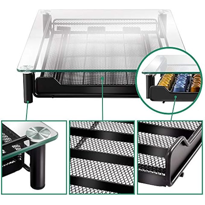 rayihni Coffee Capsule Holder 60Pcs Pod Storage Drawer  Coffee Machine StandWith Extra 1Pc Cleaning Cloth - Image 4