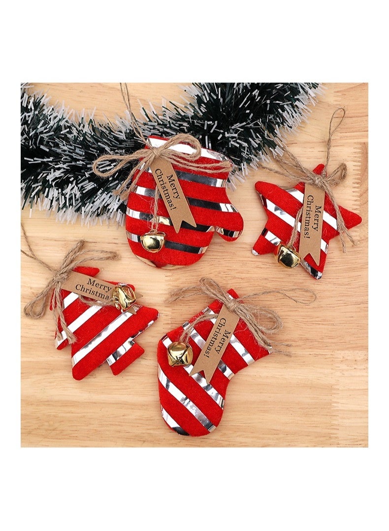 4 Pcs Christmas Plush Felt Ornaments – Fabric Hanging Decorations for Christmas Tree & Home Décor (Glove, Star, Tree, Stocking) - Image 4