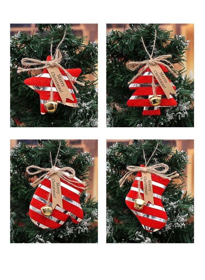 4 Pcs Christmas Plush Felt Ornaments – Fabric Hanging Decorations for Christmas Tree & Home Décor (Glove, Star, Tree, Stocking) - Image 5