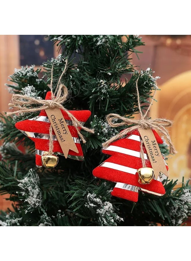 4 Pcs Christmas Plush Felt Ornaments – Fabric Hanging Decorations for Christmas Tree & Home Décor (Glove, Star, Tree, Stocking) - Image 3