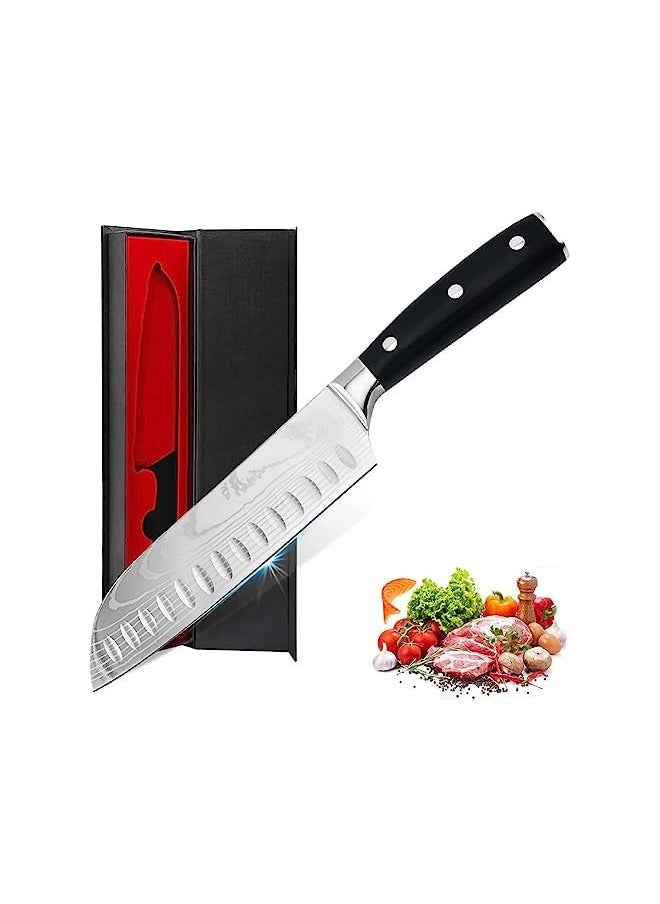 Astylway Knife 7 Inch Kitchen Knife Ultra Sharp Santoku Knife 7Cr17Mov Japanese Chefs Knife Ergonomic Pakkawood Handle Knives Choice & Kitchen Gadgets  - Image 2