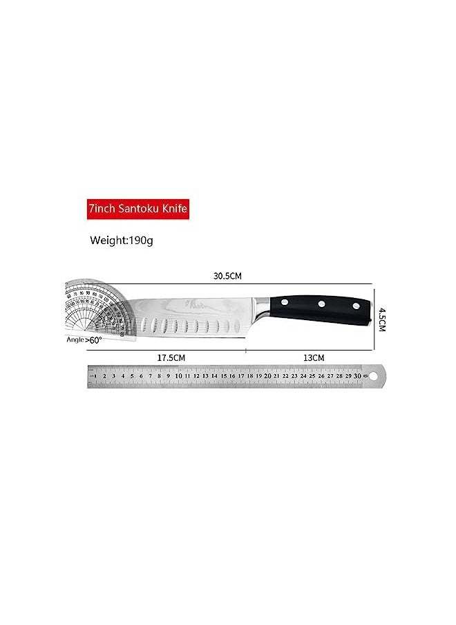 Astylway Knife 7 Inch Kitchen Knife Ultra Sharp Santoku Knife 7Cr17Mov Japanese Chefs Knife Ergonomic Pakkawood Handle Knives Choice & Kitchen Gadgets  - Image 3