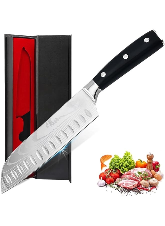 Astylway Knife 7 Inch Kitchen Knife Ultra Sharp Santoku Knife 7Cr17Mov Japanese Chefs Knife Ergonomic Pakkawood Handle Knives Choice & Kitchen Gadgets  - Image 1