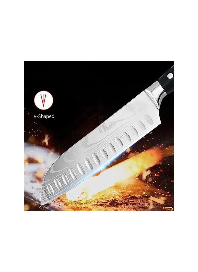 Astylway Knife 7 Inch Kitchen Knife Ultra Sharp Santoku Knife 7Cr17Mov Japanese Chefs Knife Ergonomic Pakkawood Handle Knives Choice & Kitchen Gadgets  - Image 4
