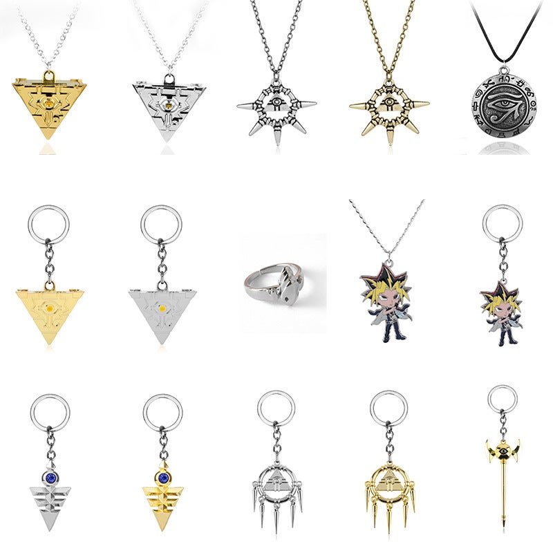 HC Yu-Gi-Oh! Metal Horus Eye Scepter Wisdom Wheel Building Blocks Pyramid Necklace Keychain - Image 1