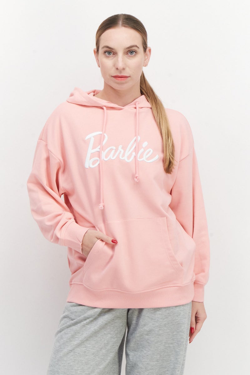 Barbie Women  Oversized Fit Hooded Sweatshirts, Pink - Image 1