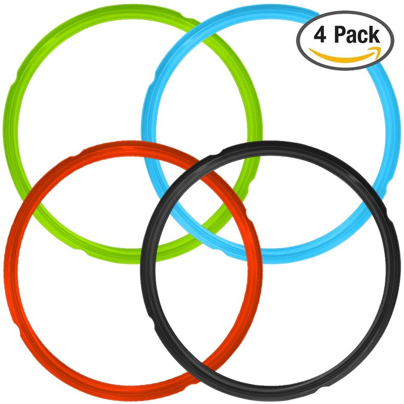 FineGood 4 Pack Silicone Sealing Rings for Instant Pot, FineGood 4 Colors 5/6qt Size Sweet and Savory Edition Accessory for Pressure Cooker - Red, Black,Blue,Green - Image 2