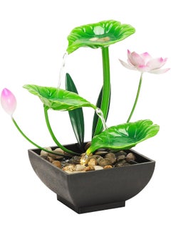 NISHIV NISHIV Waterfall Fountain Indoor Water Fountain 3Tier Lotus Desk Fountain Relaxation Tabletop Fountain Home Decor Including Lots of Rocks and Soothing Sound Machine Green IronPolyvinyl Chloride 