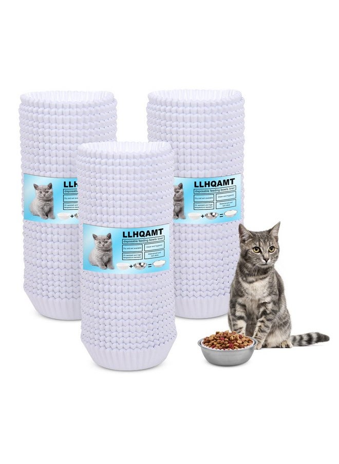 LLHQAMT Disposable Pet Food Bowls Pad Paper, Thickening Disposable Pet Bowls, Disposable Pet Food Bowls Small Lining, Suitable for Dry and Wet Food, Kittens, Puppies (900,Not Included Stainless Steel Bowls)  - Image 1
