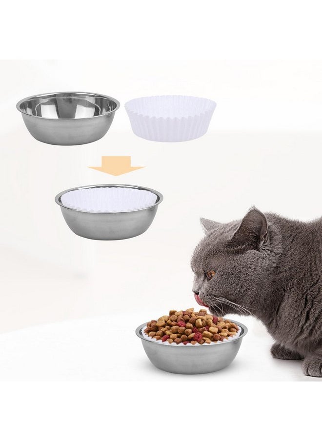 LLHQAMT Disposable Pet Food Bowls Pad Paper, Thickening Disposable Pet Bowls, Disposable Pet Food Bowls Small Lining, Suitable for Dry and Wet Food, Kittens, Puppies (900,Not Included Stainless Steel Bowls)  - Image 4