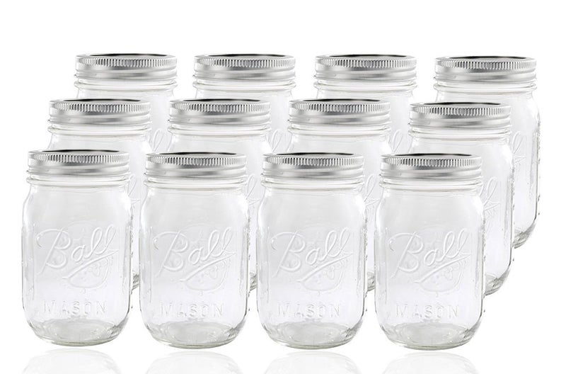 Ball Glass Mason Jar with Lid and Band, Regular Mouth, 12 Jars - Image 1