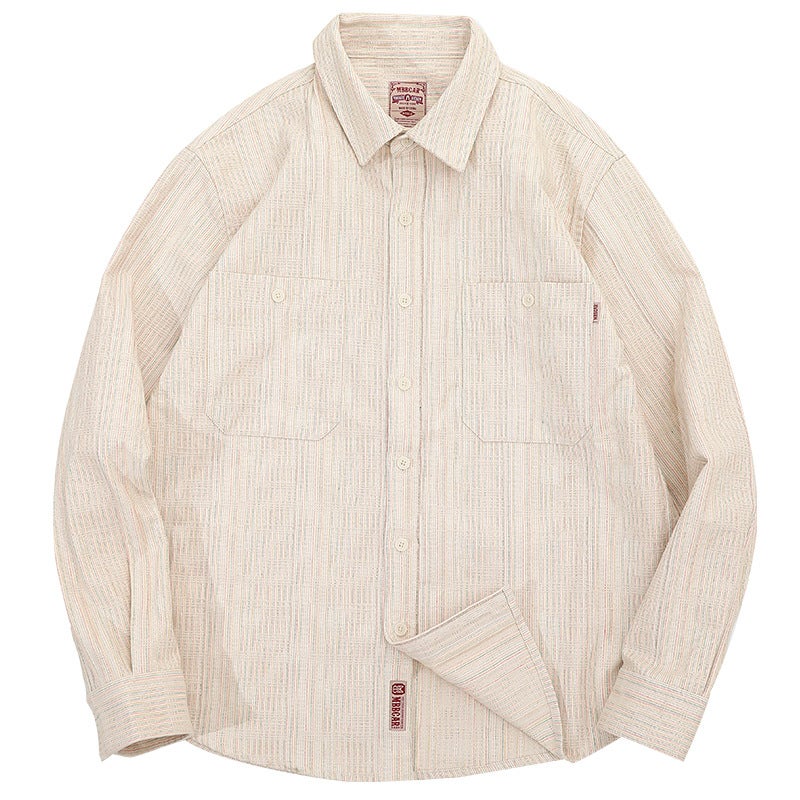 Special Texture American Style Retro Raw Cotton Beige Shirt Ami Khaji Simple Washed Shirt MBBCAR Narrow Beige White