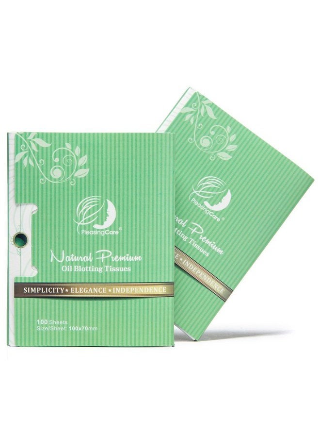 PleasingCare Natural Green Tea Oil Absorbent Handkerchiefs - 200 Pieces in 2 Pack, Premium Facial Oil Paper - Take 1 Piece Each Time Design - Large 10cm Oil-Absorbent Sheets, No Waste and Easy to Carry - Image 1