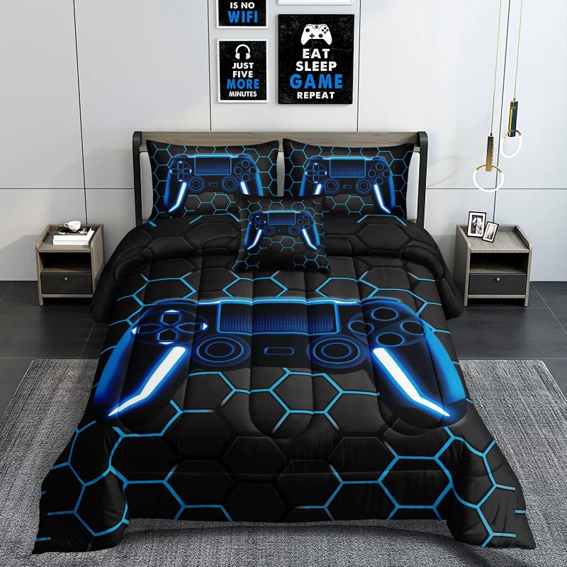 ROWADALO ROWADALO 6 Pieces Gaming Bedding Set for Boys Gamer Comforter Set Full SizeGame Controller Comforter for Boys Kids Teen 3D Gamepad Microfiber Bedding Sets 6 Pieces Bed in A Bag SetsH50022Full 
