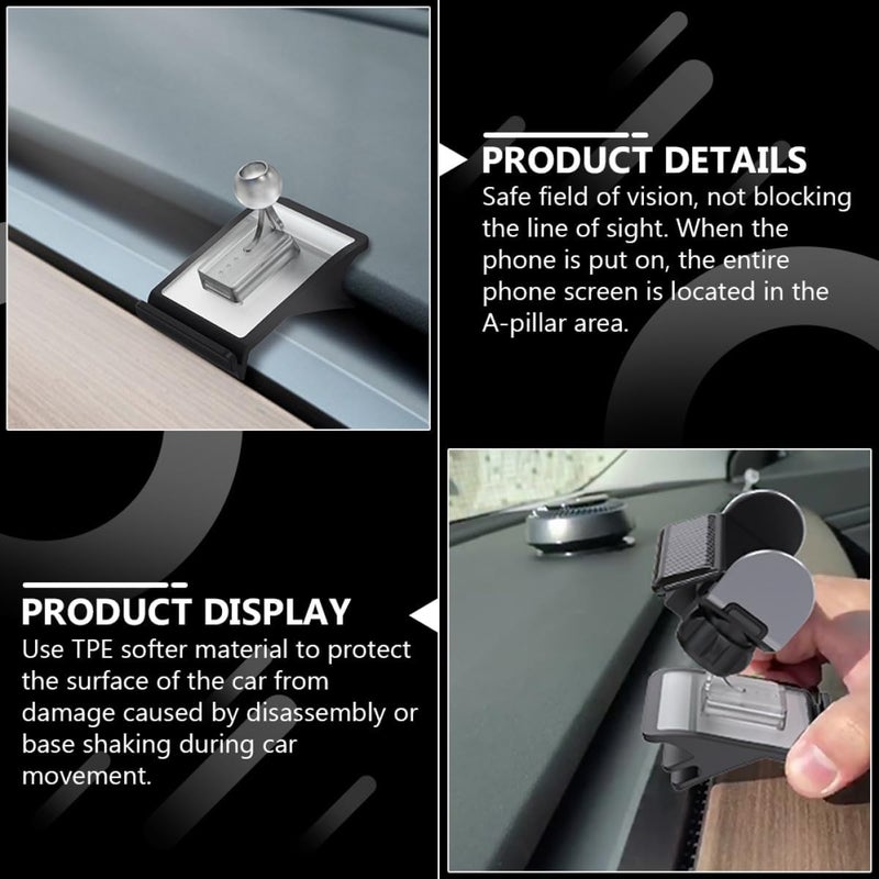 FUOYLOO Car Phone Bracket and Navigation Holder for Model 3/y 360-degree Rotatable Vehicle Phone Stand with Memory Lock Compatible for in-car GPS Use - Image 5