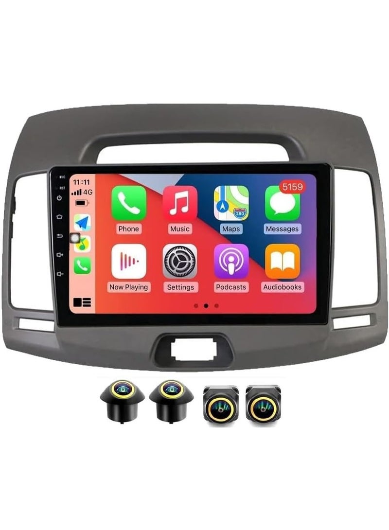 SHEZA STAR Android Car Stereo for Hyundai Elantra 2006-2011 4GB RAM 64GB ROM Support Carplay, M-Link Wi-Fi BT, Radio GPS, 9 Inch IPS.QLED, Screen with 360D Camera Included - Image 1